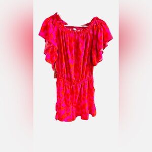 JODIFL Red and Pink Ruffled Jumpsuit
